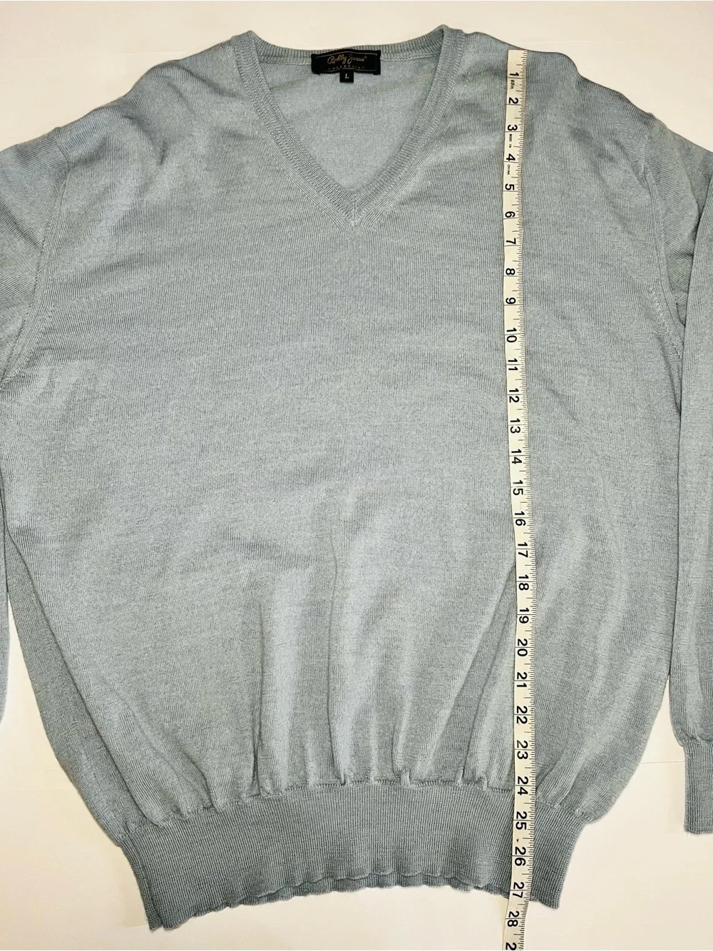 Bobby Jones Blue Merino Wool V-Neck Sweater Size Large Made in Italy